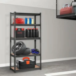 VEVOR Storage Shelving Unit, 5-Tier Adjustable, 2000 lbs Capacity, Heavy Duty Garage Shelves Metal Organizer Utility Rack, Black, 30" L x 12" W x 60" H for Kitchen Pantry Basement Bathroom Laundry