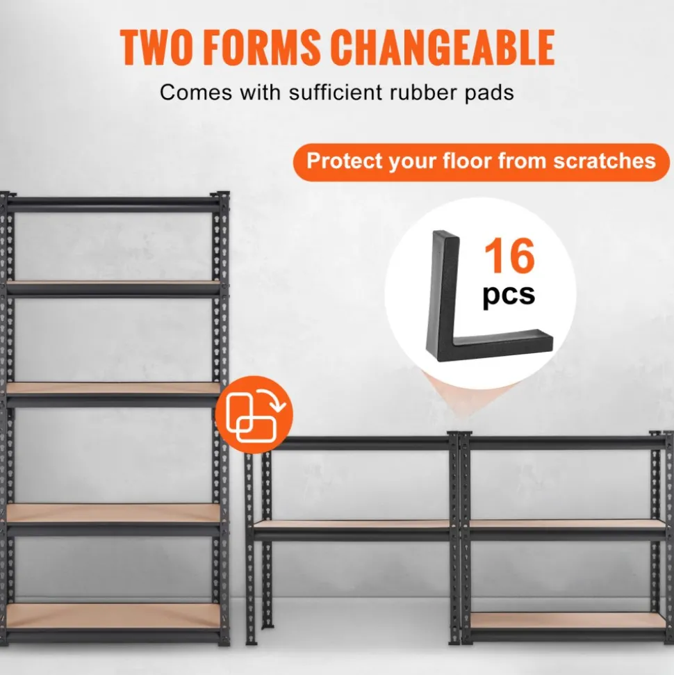 VEVOR Storage Shelving Unit, 5-Tier Adjustable, 2000 lbs Capacity, Heavy Duty Garage Shelves Metal Organizer Utility Rack, Black, 30" L x 12" W x 60" H for Kitchen Pantry Basement Bathroom Laundry