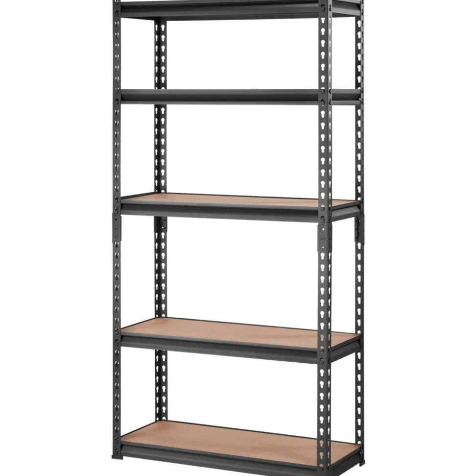 VEVOR Storage Shelving Unit, 5-Tier Adjustable, 2000 lbs Capacity, Heavy Duty Garage Shelves Metal Organizer Utility Rack, Black, 30" L x 12" W x 60" H for Kitchen Pantry Basement Bathroom Laundry