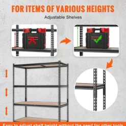VEVOR Storage Shelving Unit, 5-Tier Adjustable, 2000 lbs Capacity, Heavy Duty Garage Shelves Metal Organizer Utility Rack, Black, 48