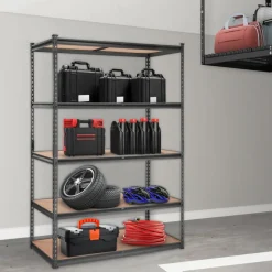 VEVOR Storage Shelving Unit, 5-Tier Adjustable, 2000 lbs Capacity, Heavy Duty Garage Shelves Metal Organizer Utility Rack, Black, 48
