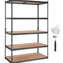 VEVOR Storage Shelving Unit, 5-Tier Adjustable, 2000 lbs Capacity, Heavy Duty Garage Shelves Metal Organizer Utility Rack, Black, 48