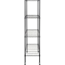 VEVOR Storage Shelving Unit with Wheels, 4-Tier Adjustable, 700 lbs Capacity, Heavy Duty Garage Shelves Metal Organizer Wire Rack, Black, 47.2" L x 17.7" W x 74" H for Kitchen Pantry Basement Bathroom
