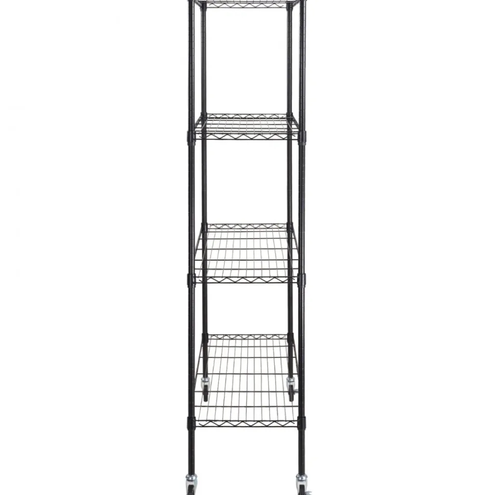VEVOR Storage Shelving Unit with Wheels, 4-Tier Adjustable, 700 lbs Capacity, Heavy Duty Garage Shelves Metal Organizer Wire Rack, Black, 47.2" L x 17.7" W x 74" H for Kitchen Pantry Basement Bathroom