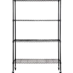 VEVOR Storage Shelving Unit with Wheels, 4-Tier Adjustable, 700 lbs Capacity, Heavy Duty Garage Shelves Metal Organizer Wire Rack, Black, 47.2