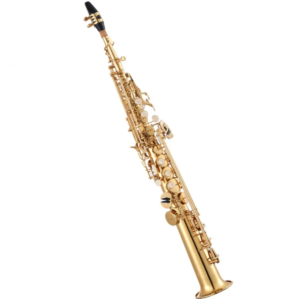 VEVOR Straight Soprano Saxophone, B Flat, Brass Saxophone Beginner Kit with Carrying Case, Mouthpiece, Cleaning Cloth Rod, Gloves, Neck Strap, 23 Keys Soprano Sax Kit, for Beginners Students, Gold