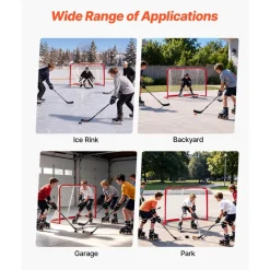 VEVOR Street Hockey Goal, Heavy-Duty Steel Street + Roller Hockey Nets, Durable Hockey Net for Indoor Outdoor Use, Lightweight Portable Training, Easy Assembly for Backyard Park Garage, 55.9 x 44.5 in