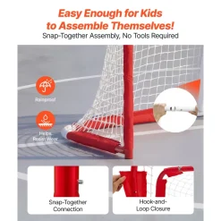 VEVOR Street Hockey Goal, Heavy-Duty Steel Street + Roller Hockey Nets, Durable Hockey Net for Indoor Outdoor Use, Lightweight Portable Training, Easy Assembly for Backyard Park Garage, 55.9 x 44.5 in