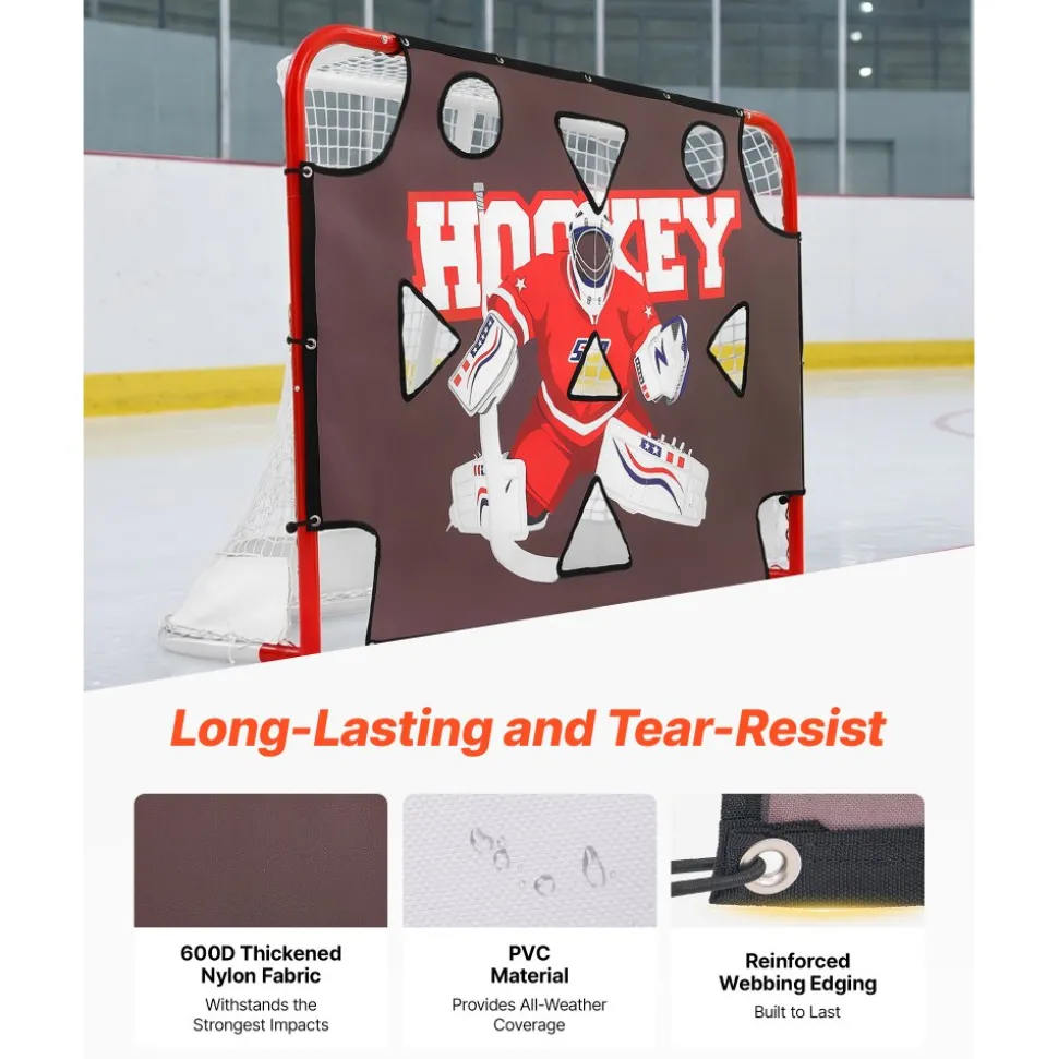 VEVOR Street Hockey Goalie Shooting Target, Shooter Tutor Ice Hockey Goal Practice Target, Tear-proof Premium Net with 11 Hole, Easy Attach Targets, Training Equipment for Practicing Shooting Accuracy
