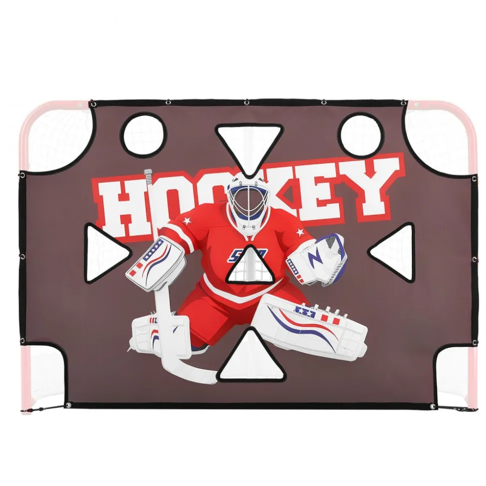 VEVOR Street Hockey Goalie Shooting Target, Shooter Tutor Ice Hockey Goal Practice Target, Tear-proof Premium Net with 11 Hole, Easy Attach Targets, Training Equipment for Practicing Shooting Accuracy