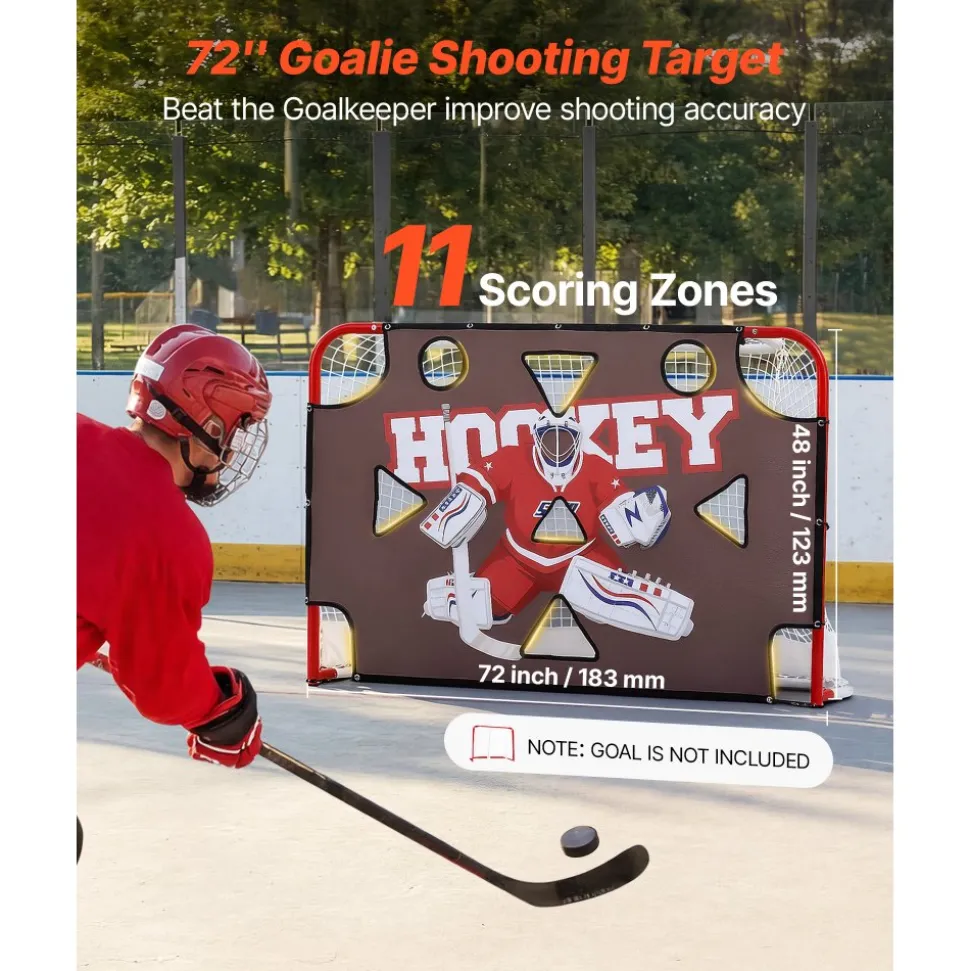 VEVOR Street Hockey Goalie Shooting Target, Shooter Tutor Ice Hockey Goal Practice Target, Tear-proof Premium Net with 11 Hole, Easy Attach Targets, Training Equipment for Practicing Shooting Accuracy