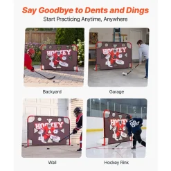 VEVOR Street Hockey Goalie Shooting Target, Shooter Tutor Ice Hockey Goal Practice Target, Tear-proof Premium Net with 11 Hole, Easy Attach Targets, Training Equipment for Practicing Shooting Accuracy