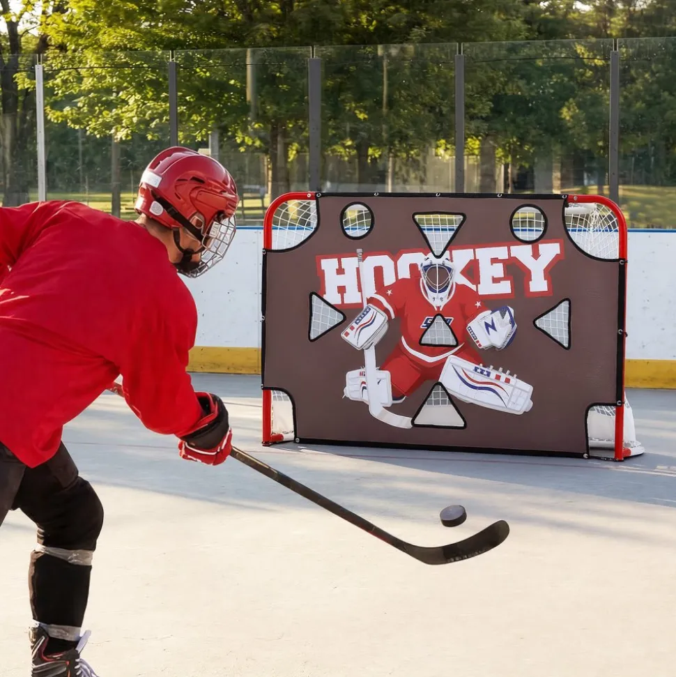 VEVOR Street Hockey Goalie Shooting Target, Shooter Tutor Ice Hockey Goal Practice Target, Tear-proof Premium Net with 11 Hole, Easy Attach Targets, Training Equipment for Practicing Shooting Accuracy