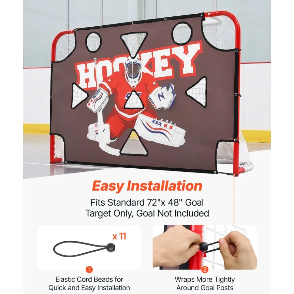 VEVOR Street Hockey Goalie Shooting Target, Shooter Tutor Ice Hockey Goal Practice Target, Tear-proof Premium Net with 11 Hole, Easy Attach Targets, Training Equipment for Practicing Shooting Accuracy