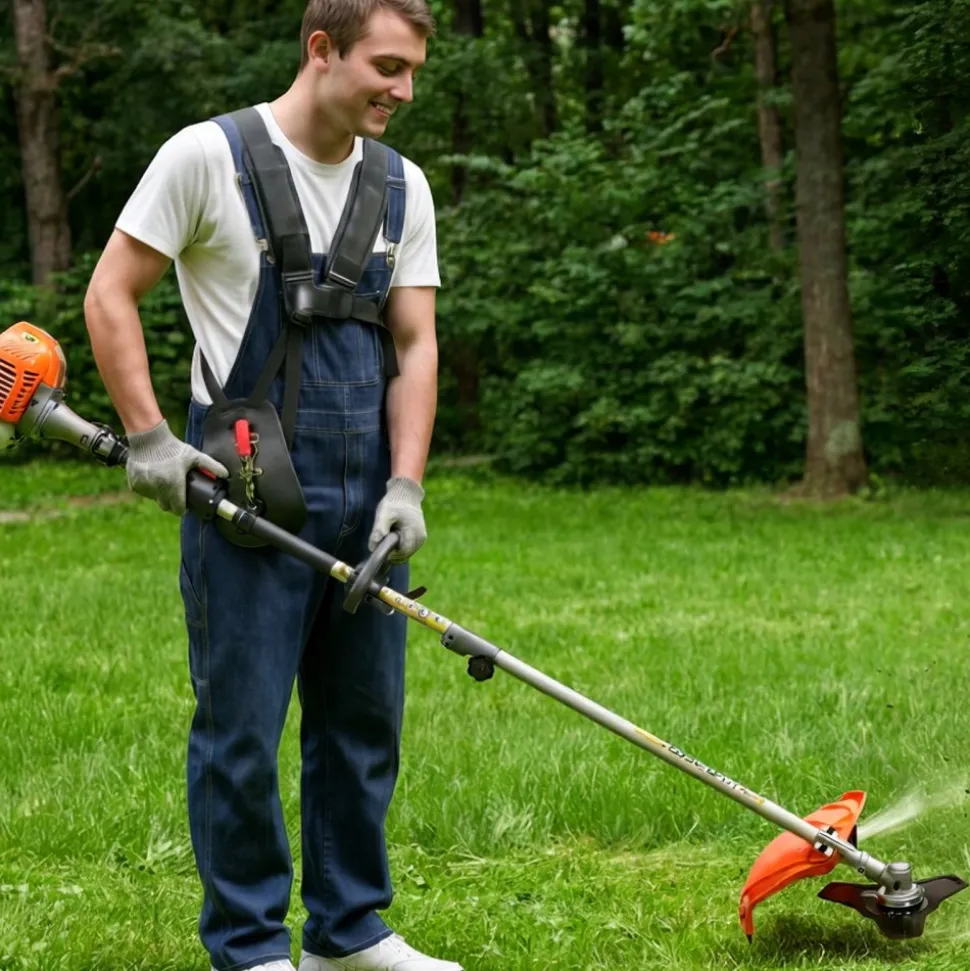 VEVOR String Trimmer, 26cc 2 in 1 Weed Wacker Gas Powered, 17" Cordless Grass Trimmer with 10" Brush Cutter, Shoulder Strap & 3T Blade, 2-Stroke Heavy-Duty Gas Weed Wacker for Quick Grass Cleaning