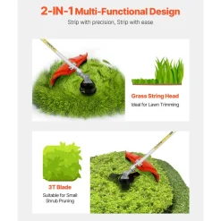 VEVOR String Trimmer, 26cc 2 in 1 Weed Wacker Gas Powered, 17