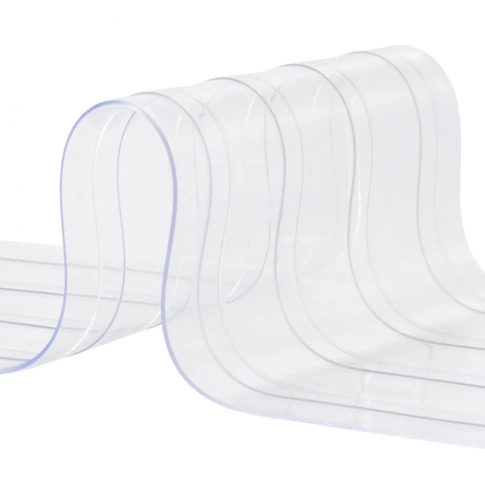 VEVOR Strip Curtain, 164' Length, 8" Width, 0.08" Thickness, Clear Ribbed Plastic Door Strips, PVC Curtain Strip Door Bulk Roll for Warehouses, Factories, Supermarkets, Shopping Malls, Halls, Garages