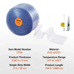 VEVOR Strip Curtain, 164' Length, 8