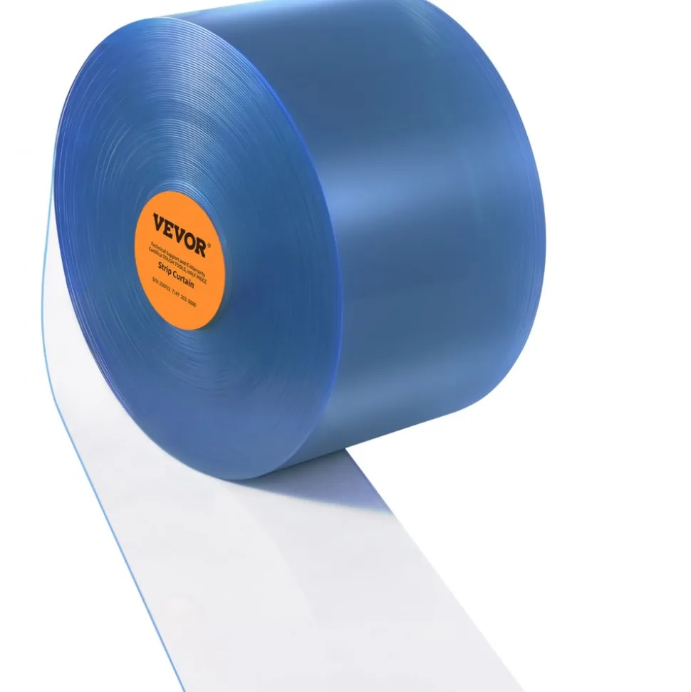 VEVOR Strip Curtain, 164' Length x 8" Width x 0.08" Thickness, Clear PVC Smooth Curtain Strip Door Bulk Roll, Plastic Door Strips for Doorways of Supermarket, Garage, Warehouse, Barn, Pet Animal House