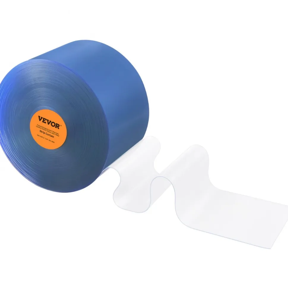 VEVOR Strip Curtain, 164' Length x 8" Width x 0.08" Thickness, Clear PVC Smooth Curtain Strip Door Bulk Roll, Plastic Door Strips for Doorways of Supermarket, Garage, Warehouse, Barn, Pet Animal House