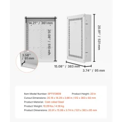 VEVOR Structured Media Enclosure, 20-Inch, Recessed in-Wall Media Box with Cover, Wall-Mount Cable Management Box Kit, Structured Wiring Multi-Media Cabinet, Cold-Rolled Steel, for TV Home Theater