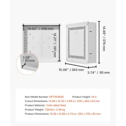 VEVOR Structured Media Enclosure, 14-Inch, Recessed in-Wall Media Box with Cover, Wall-Mount Cable Management Box Kit, Structured Wiring Multi-Media Cabinet, Cold-Rolled Steel, for TV Home Theater