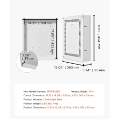 VEVOR Structured Media Enclosure, 17-Inch, Recessed in-Wall Media Box with Cover, Wall-Mount Cable Management Box Kit, Structured Wiring Multi-Media Cabinet, Cold-Rolled Steel, for TV Home Theater
