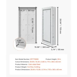 VEVOR Structured Media Enclosure, 28-Inch, Recessed in-Wall Media Box with Cover, Wall-Mount Cable Management Box Kit, Structured Wiring Multi-Media Cabinet, Cold-Rolled Steel, for TV Home Theater
