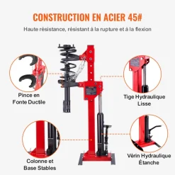VEVOR Strut Spring Compressor, 4.5 Ton/9920 LBS Hydraulic Jack Capacity, 1 Ton Rated Compression Force, Auto Strut Coil Spring Compressor Tool, Hydraulic Spring Compressor for Strut Spring Removing