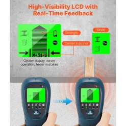 VEVOR Stud Finder Wall Scanner, 5 in 1, Electronic Wall Stud Detector with Smart Sensor, High-Definition LCD Display and Audio Alarm, for the Center and Edge of Metal, AC Wire, Joists, Pipes, Blue