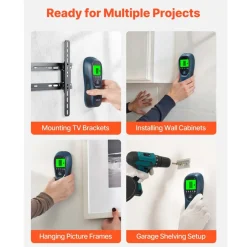VEVOR Stud Finder Wall Scanner, 5 in 1, Electronic Wall Stud Detector with Smart Sensor, High-Definition LCD Display and Audio Alarm, for the Center and Edge of Metal, AC Wire, Joists, Pipes, Blue