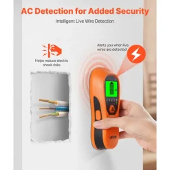 VEVOR Stud Finder Wall Scanner, 5 in 1, Electronic Wall Stud Detector with Smart Sensor, High-Definition LCD Display and Audio Alarm, for the Center and Edge of Metal, AC Wire, Joists, Pipes, Orange