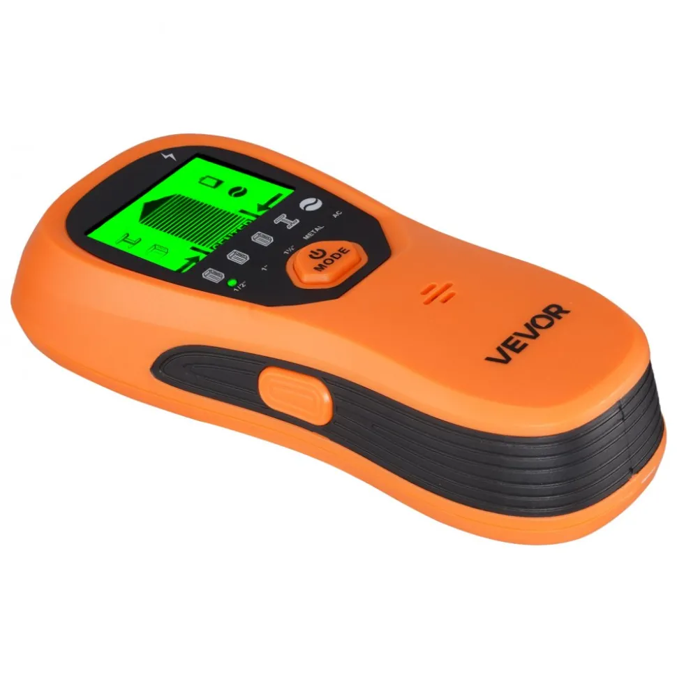 VEVOR Stud Finder Wall Scanner, 5 in 1, Electronic Wall Stud Detector with Smart Sensor, High-Definition LCD Display and Audio Alarm, for the Center and Edge of Metal, AC Wire, Joists, Pipes, Orange
