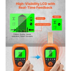 VEVOR Stud Finder Wall Scanner, 5 in 1, Electronic Wall Stud Detector with Smart Sensor, High-Definition LCD Display and Audio Alarm, for the Center and Edge of Metal, AC Wire, Joists, Pipes, Orange