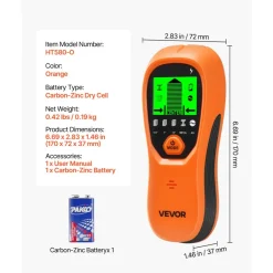 VEVOR Stud Finder Wall Scanner, 5 in 1, Electronic Wall Stud Detector with Smart Sensor, High-Definition LCD Display and Audio Alarm, for the Center and Edge of Metal, AC Wire, Joists, Pipes, Orange