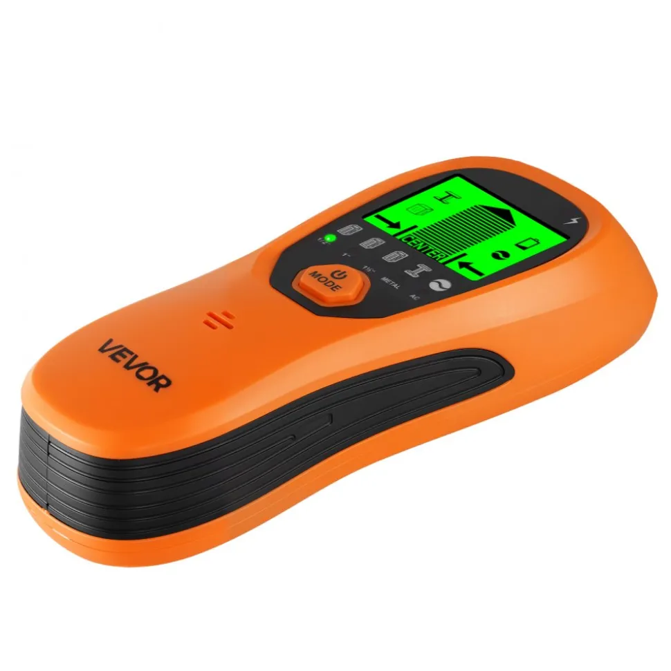 VEVOR Stud Finder Wall Scanner, 5 in 1, Electronic Wall Stud Detector with Smart Sensor, High-Definition LCD Display and Audio Alarm, for the Center and Edge of Metal, AC Wire, Joists, Pipes, Orange