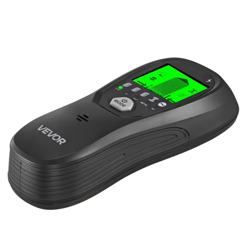 VEVOR Stud Finder Wall Scanner, 5 in 1, Electronic Wall Stud Detector with Smart Sensor, High-Definition LCD Display and Audio Alarm, for the Center and Edge of Metal, AC Wire, Joists, Pipes, Black