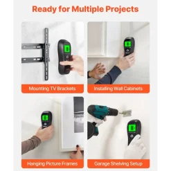 VEVOR Stud Finder Wall Scanner, 5 in 1, Electronic Wall Stud Detector with Smart Sensor, High-Definition LCD Display and Audio Alarm, for the Center and Edge of Metal, AC Wire, Joists, Pipes, Black