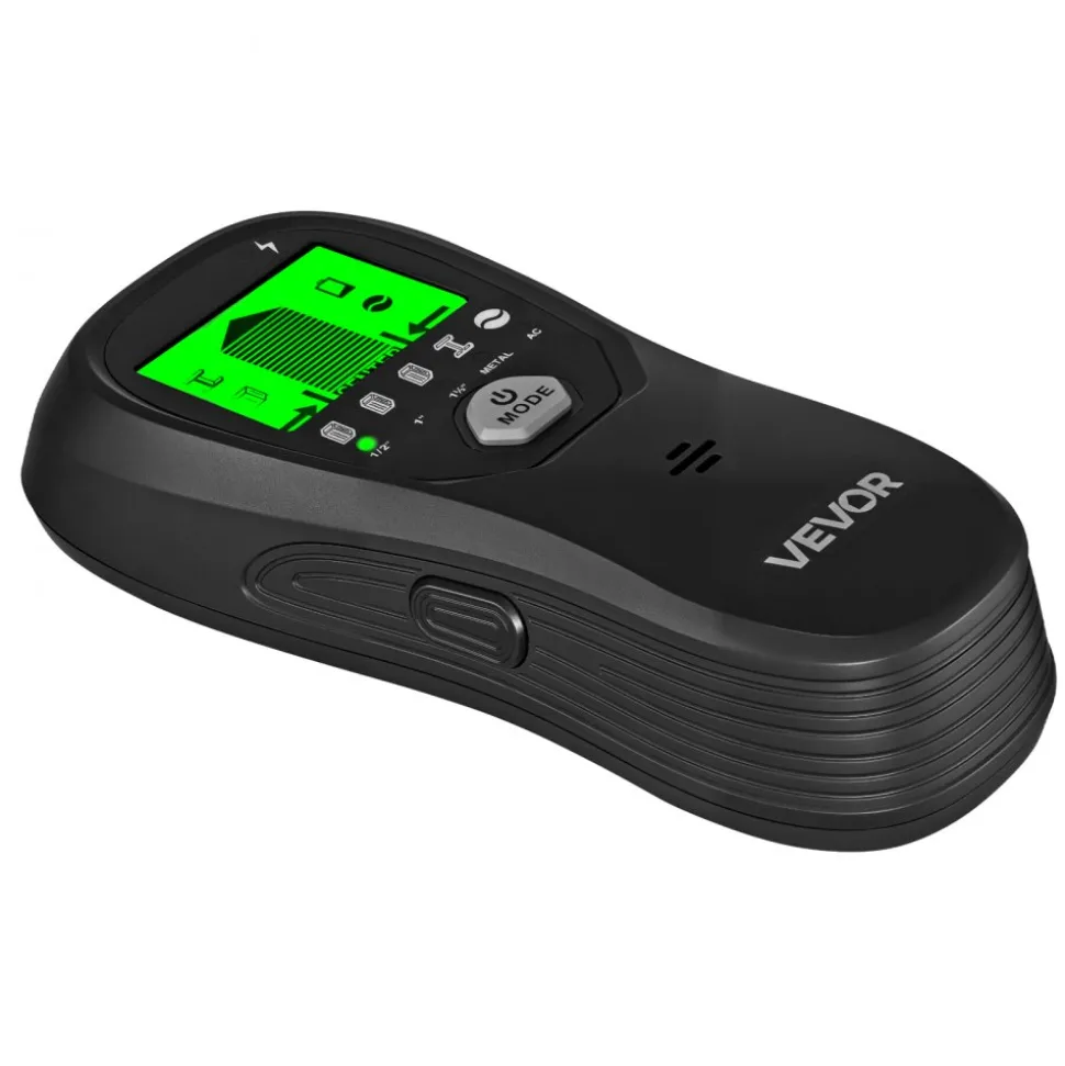 VEVOR Stud Finder Wall Scanner, 5 in 1, Electronic Wall Stud Detector with Smart Sensor, High-Definition LCD Display and Audio Alarm, for the Center and Edge of Metal, AC Wire, Joists, Pipes, Black