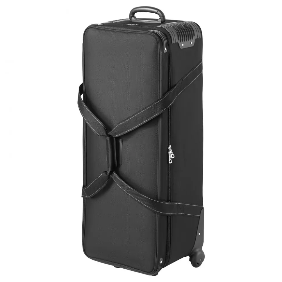 VEVOR Studio Equipment Trolley Case, 46.46 x 14.57 x 11.81 in / 118 x 37 x 30 cm, Rolling Camera Bag, Carrying Bag with Wheels Straps Padded Compartment Handle, for Light Stands, Tripods, Telescopes