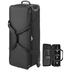 VEVOR Studio Equipment Trolley Case, 46.46 x 14.57 x 11.81 in / 118 x 37 x 30 cm, Rolling Camera Bag, Carrying Bag with Wheels Straps Padded Compartment Handle, for Light Stands, Tripods, Telescopes