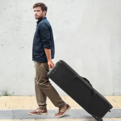 VEVOR Studio Equipment Trolley Case, 51.57 x 14.37 x 14.96 in / 131 x 36.5 x 38 cm, Rolling Camera Bag, Carrying Bag with Wheels Straps Padded Compartment Handle, for Light Stands, Tripods, Telescopes