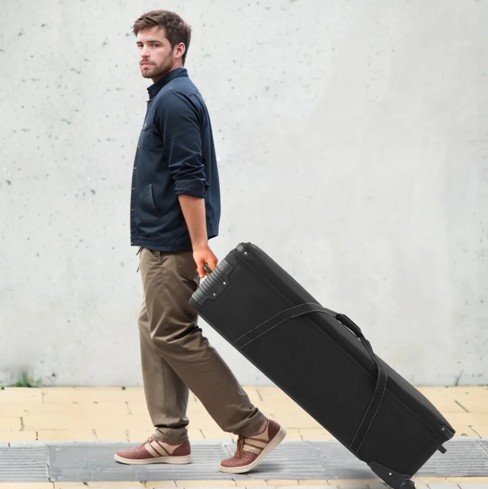 VEVOR Studio Equipment Trolley Case, 51.57 x 14.37 x 14.96 in / 131 x 36.5 x 38 cm, Rolling Camera Bag, Carrying Bag with Wheels Straps Padded Compartment Handle, for Light Stands, Tripods, Telescopes