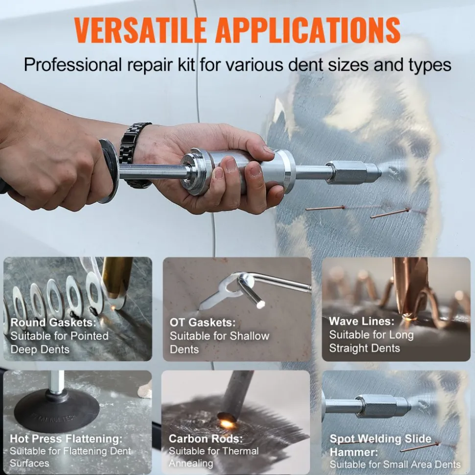 VEVOR Stud Welder Dent Repair Kit, 3KW Spot Welder Dent Puller with 6 Welding Modes, Auto Body Spot Welding Dent Puller Machine & 16 Types of Welding Accessories for Car, Truck, Motorcycle Dent Repair