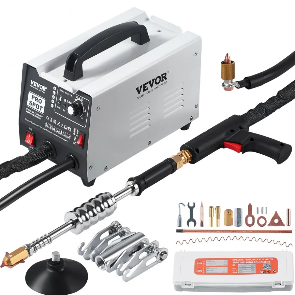 VEVOR Stud Welder Dent Repair Kit, 1.8KW Spot Welder Dent Puller with Auto/Manual Welding & 7 Versatile Modes, 110V Auto Body Spot Welding Dent Puller Machine for Car, Truck Dent Repair