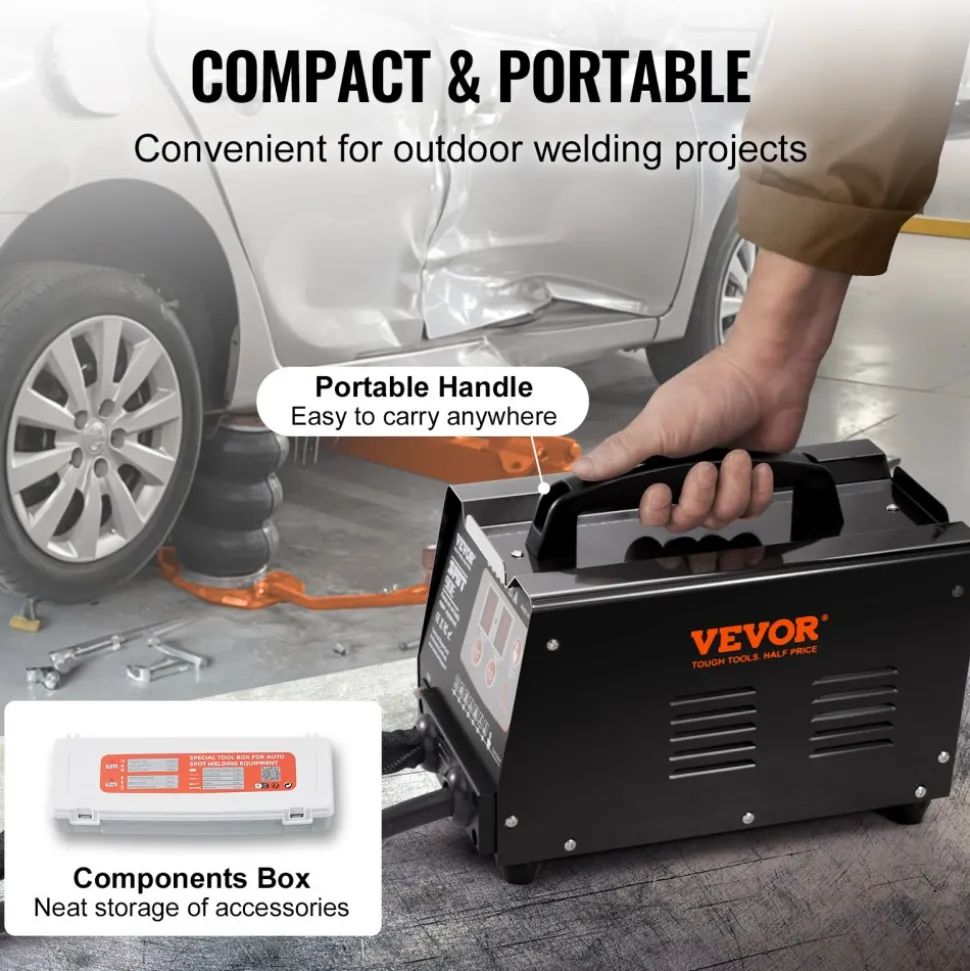 VEVOR Stud Welder Dent Repair Kit, 220V 3KW Spot Welder Dent Puller with Auto/Manual Welding & 7 Versatile Modes, Auto Body Spot Welding Dent Puller Machine for Car, Truck Dent Repair