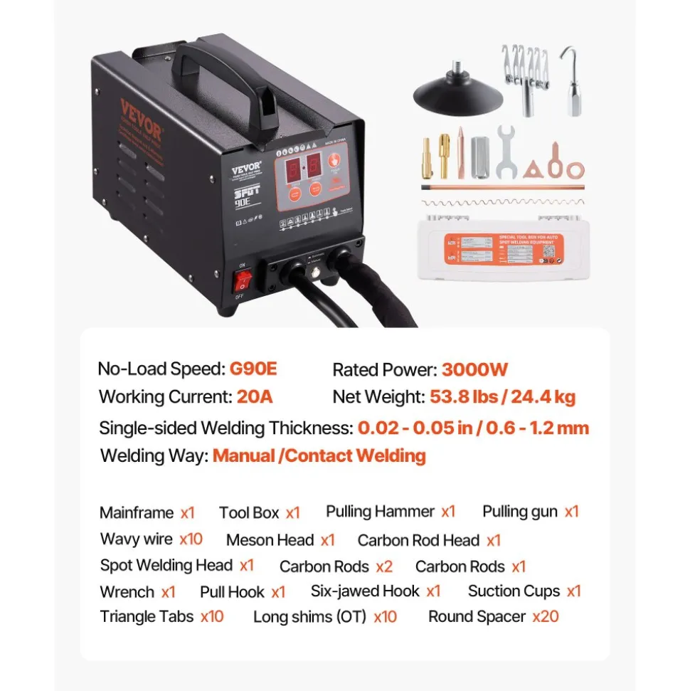 VEVOR Stud Welder Dent Repair Kit, 110V Spot Welding Machine with Slide Hammer Dent Puller, Professional Dent Removal Kit for Auto Body Dent Repair