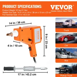 VEVOR Stud Welder Kit, 1600A Stud Welder Dent Repair Kit, 800VA Spot Welder Stud, 110V Welder Stud Kit, Stud Gun Dent Puller Kit with Complete Accessories, Dent Welder Repair for Auto Body Repairing