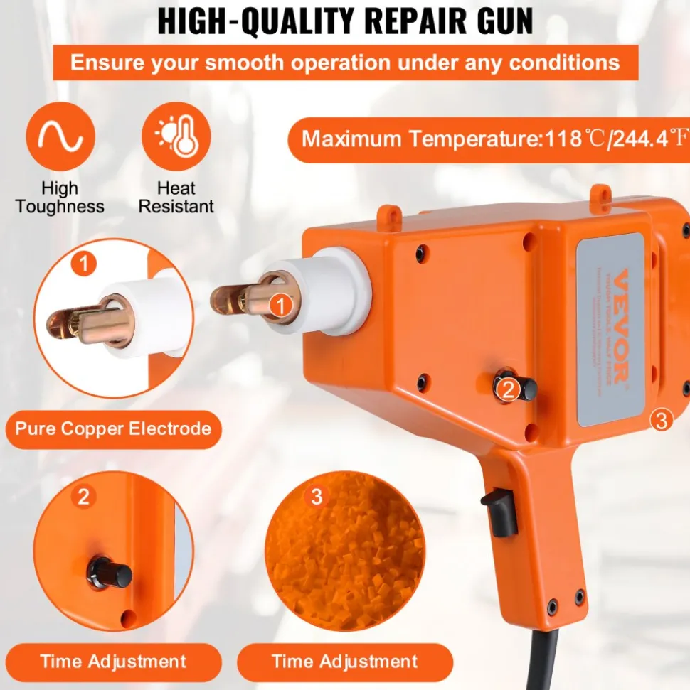 VEVOR Stud Welder Kit, 1600A Stud Welder Dent Repair Kit, 800VA Spot Welder Stud, 110V Welder Stud Kit, Stud Gun Dent Puller Kit with Complete Accessories, Dent Welder Repair for Auto Body Repairing