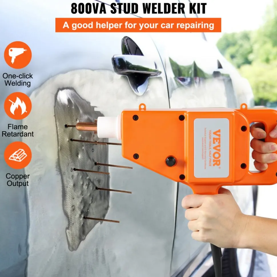 VEVOR Stud Welder Kit, 1600A Stud Welder Dent Repair Kit, 800VA Spot Welder Stud, 110V Welder Stud Kit, Stud Gun Dent Puller Kit with Complete Accessories, Dent Welder Repair for Auto Body Repairing